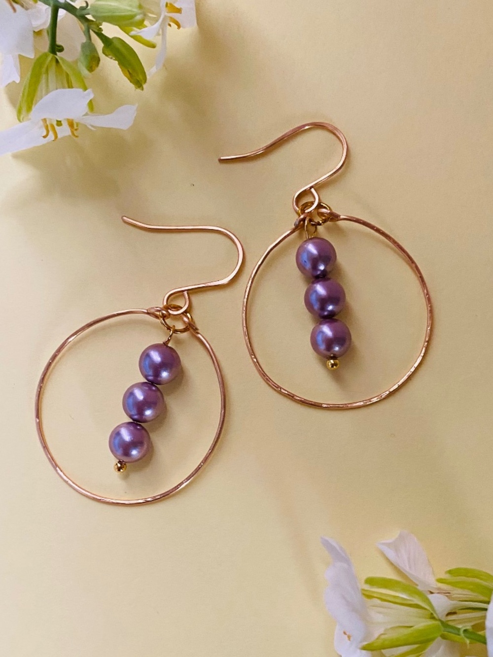 AAA Lavender Shell Pearl Hoop Earrings